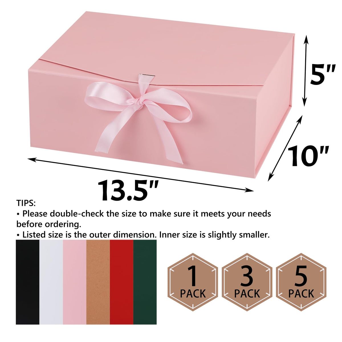 STOBOCTER Gift Box,13.5x10x5 Gift Boxes with Lids for Presents,Pink Magnetic Gift Box for Wrapping,Birthday, Wedding, Bridesmaid Proposal, Christmas,Includes Ribbon,Card