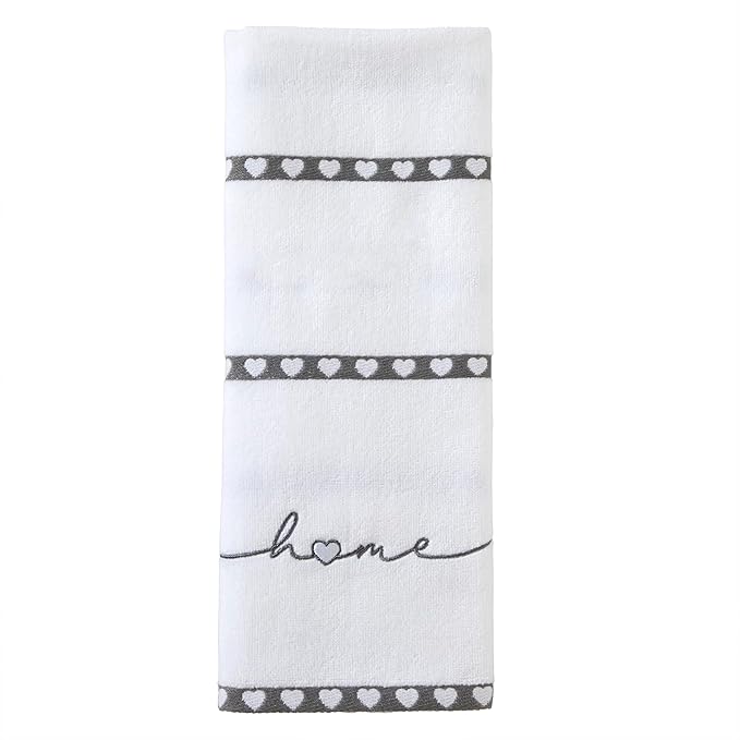SKL Home Heart in Home 100% Cotton Embroidered 2pc Hand Towel Set, Decorative