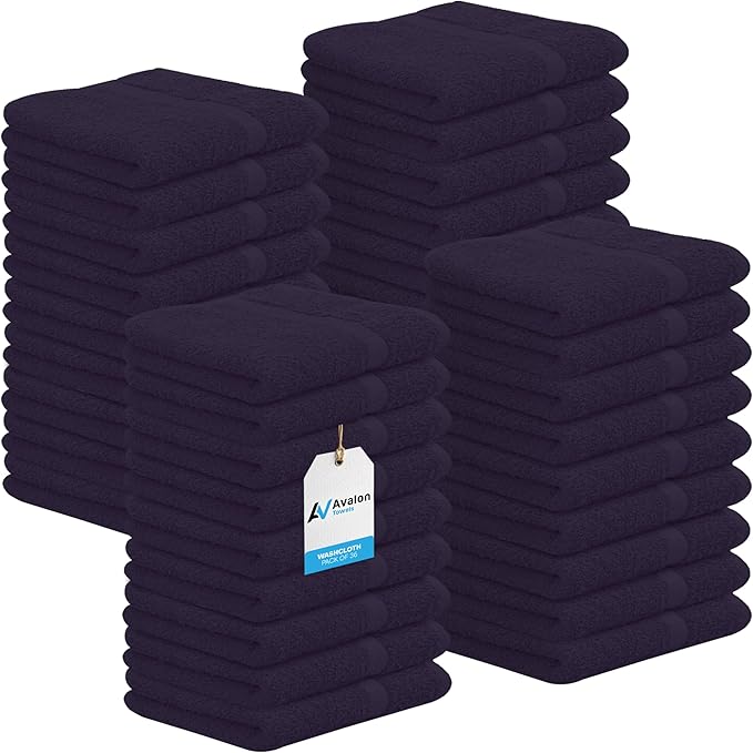 Avalon Towels Cotton Washcloths – Size 12x12 Inches, 100% Ring Spun Cotton