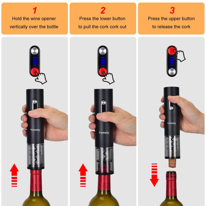 Electric Opener Set With Base, Accessories Including Rechargeable Corkscrew, Aerator, Stoppers and Foil Cutter - Perfect Gifts for Wine Lovers
