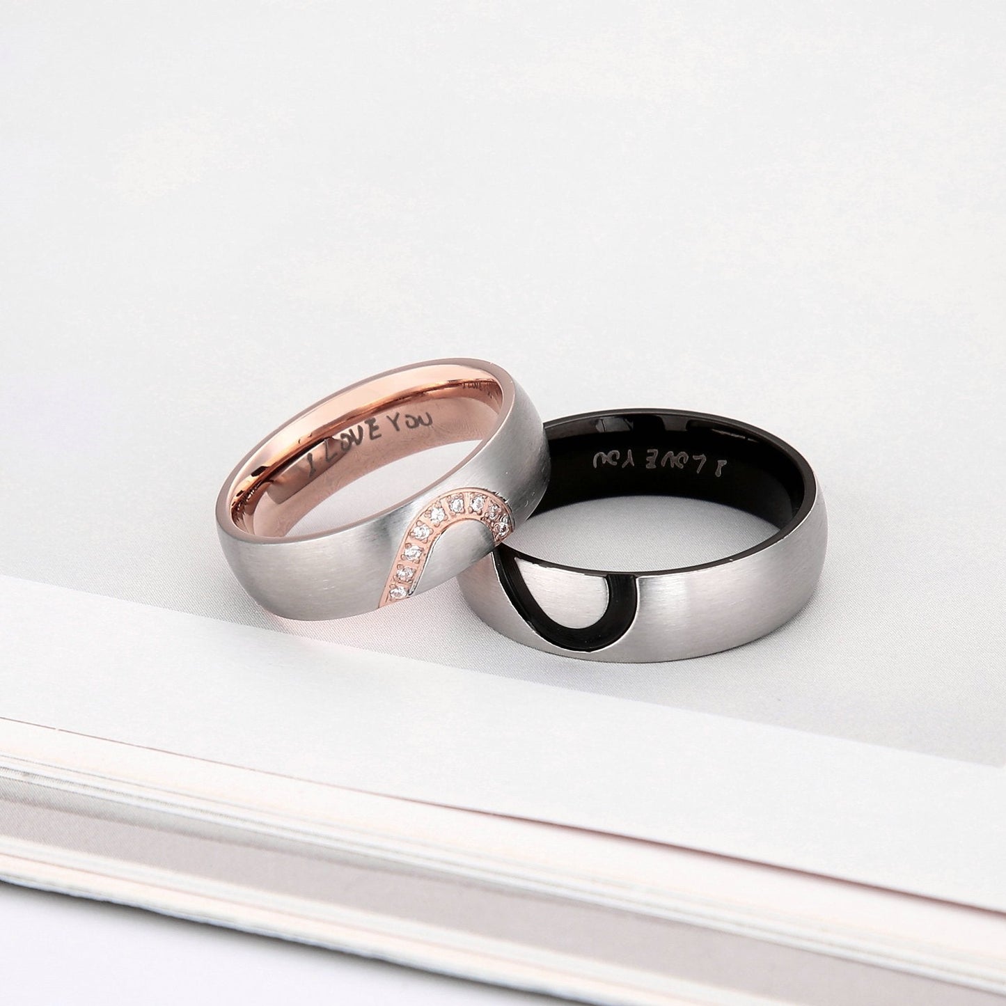 ANAZOZ Hers & Women's for Real Love Heart Promise Ring Stainless Steel Wedding Engagement Bands 6MM US Size 7.5
