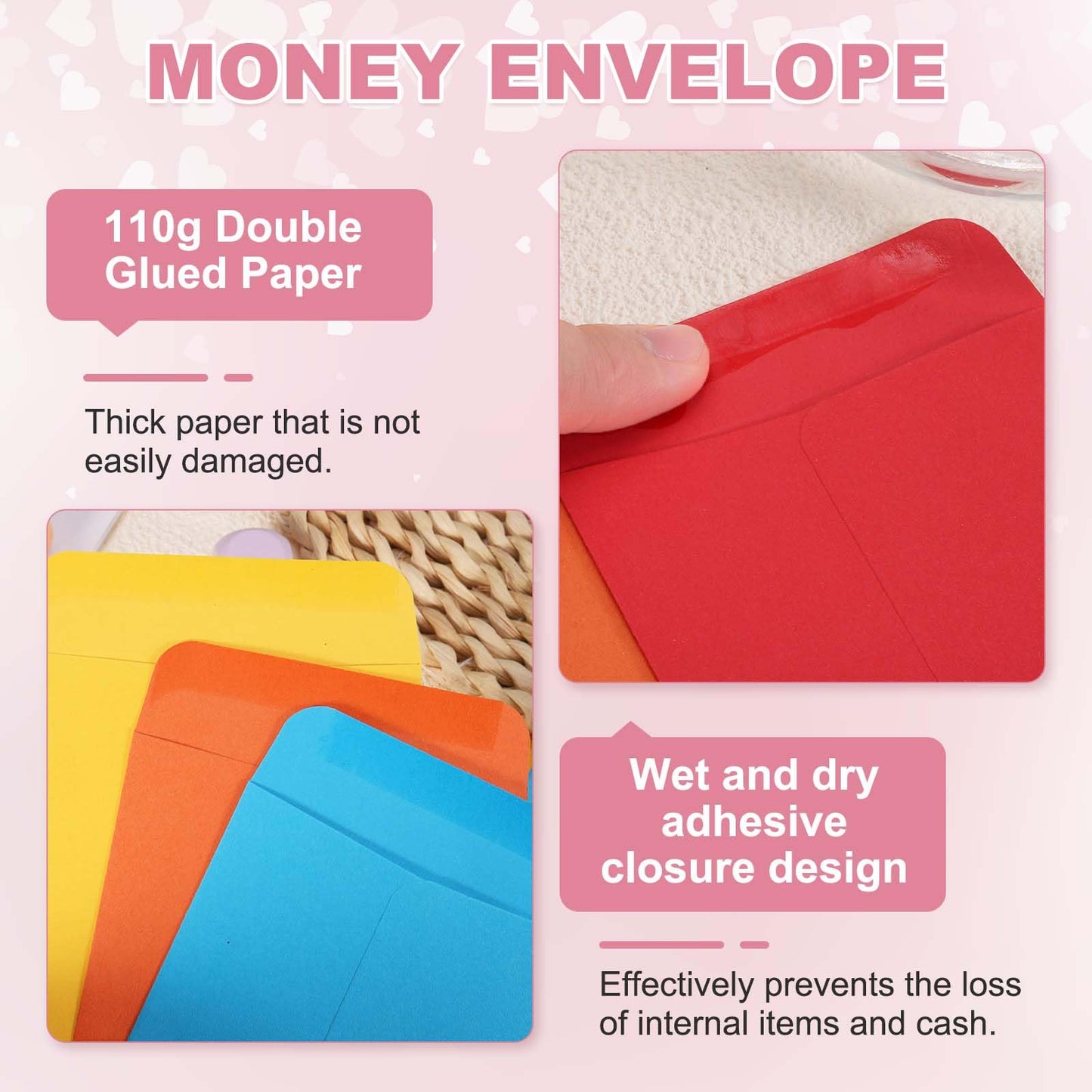 PATIKIL Money Envelope 6.5" x 3.5", 200Pcs Cash Envelopes Money Holder Bags Budgeting Saving Challenge Letter for Gift Coins Checks Tickets Jewelry Passport Card, Gold Yellow