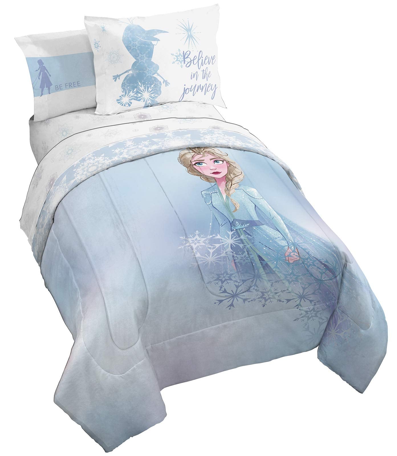 Disney Frozen 2 Elsa 7 Piece Queen Comforter Set Bed in a Bag - Reversible Comforter & Sheet Set Bedding - Super Soft Fade Resistant Microfiber, Machine Washable (Official Disney Product) - Jay Franco