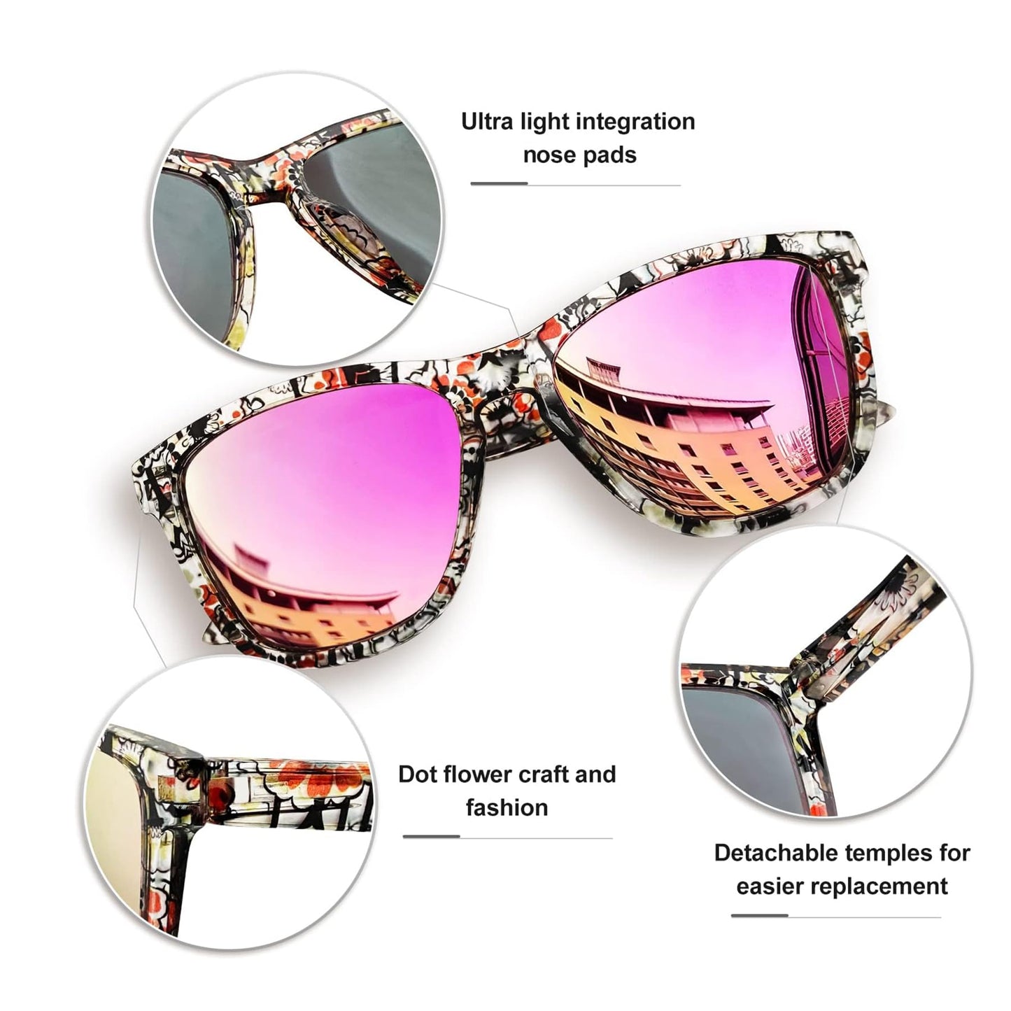 KANASTAL Fuchsia Sunglasses Womens Designer Polarised Pink Mens Square Mirror Ladies Retro Classic Coloured UV400 Vacation Fashion - Patterned Frame Fuchsia Lens