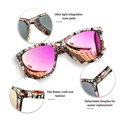 KANASTAL Fuchsia Sunglasses Womens Designer Polarised Pink Mens Square Mirror Ladies Retro Classic Coloured UV400 Vacation Fashion - Patterned Frame Fuchsia Lens