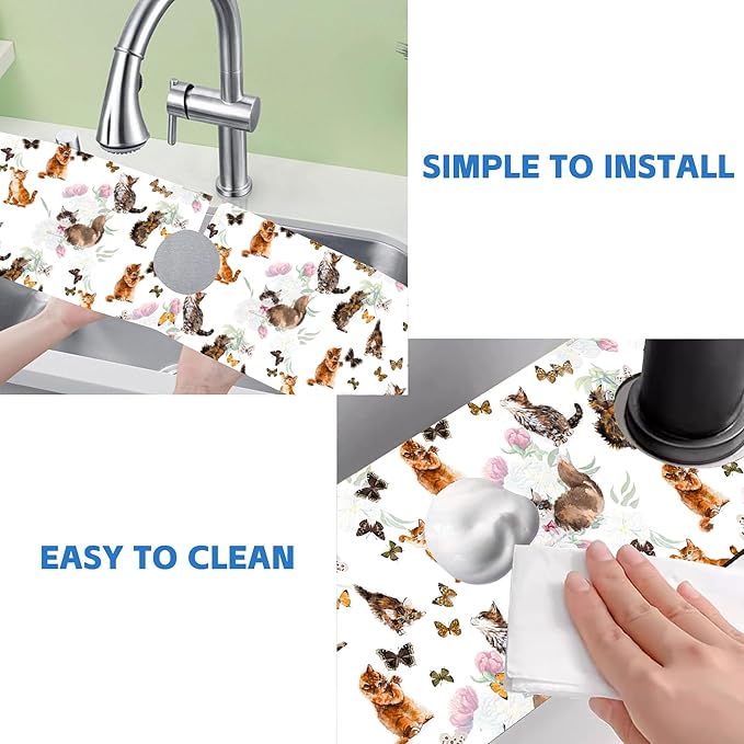 Cute Cat and Butterfly Dish Drying Mat
