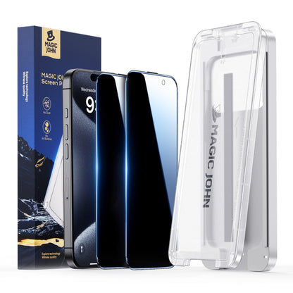 MAGIC JOHN 3rd Gen Upgraded for iPhone 16ProMax Privacy Screen Protector 6.9 Inch,25°Anti-Spy Screen,Shockproof Tempered Glass,Auto Dust-Removal,Bubble Free,Easy Installation,2 Pack