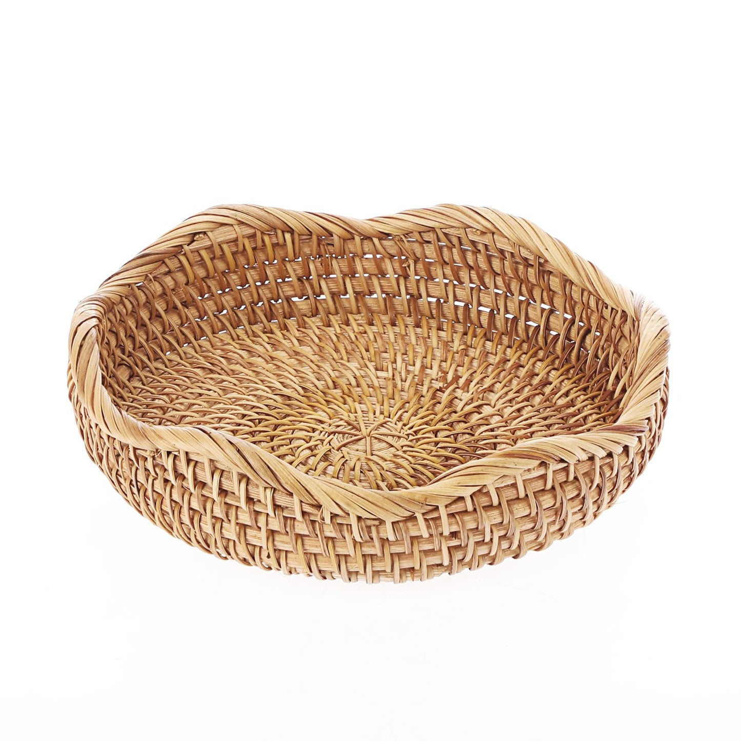 Hipiwe Round Key Basket Bowl for Entryway 7.3" Natural Rattan Fruit Bowl Woven Wicker Basket Serving Tray Rattan Organizer Decorative Baskets for Kitchen Counter Bedside Living Room
