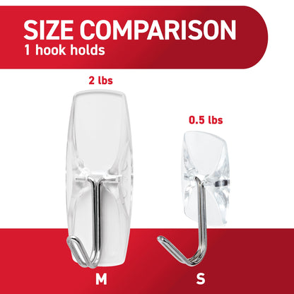 Command Small Clear Wire Toggle Hooks, 10 Wall Hooks and 12 Command Strips, Damage-Free Hanging with Adhesive, Great for Hanging Christmas Decorations, Holds up to 0.5 lb