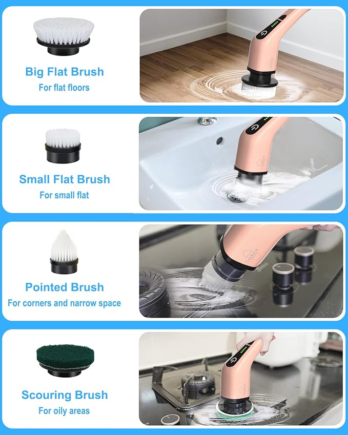 Leebein Electric Spin Scrubber, Cordless Powerful Scrub Brush