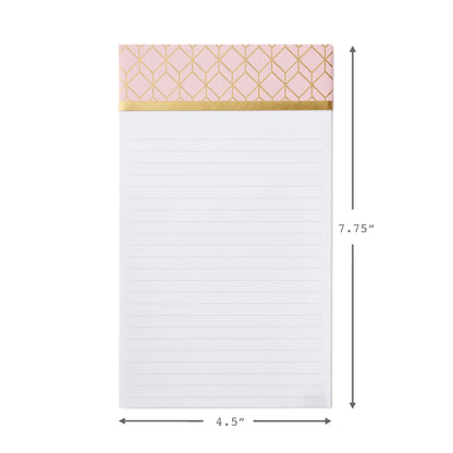 Hallmark Notepad Bundle with Pen, Pretty Pinks (3 Notepads in Assorted Sizes with Gold Pen)