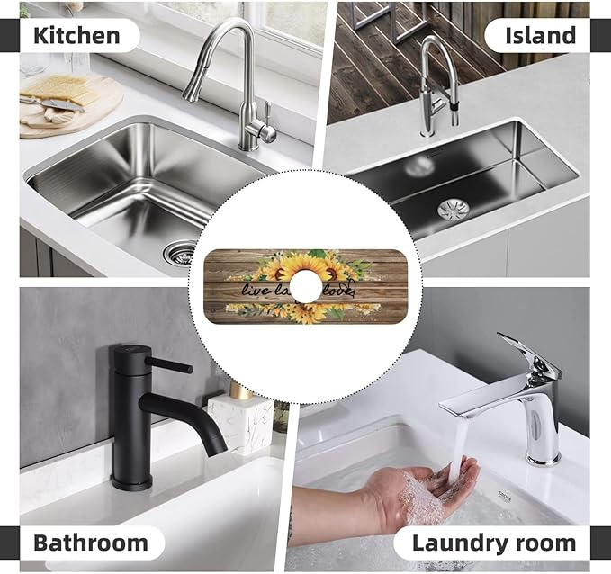 Sunflower On Board Rustic Yellow Summer Fall Live Laugh Love Kitchen Sink