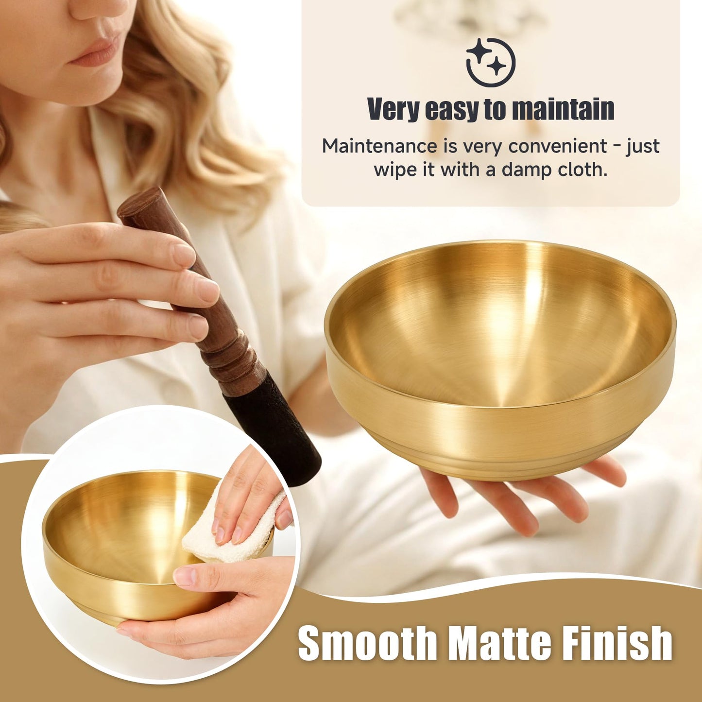 Philbinden 7.4" Gold Decorative Bowl Key Bowl Stainless Steel Fruit Bowl Modern Stylish Metal Centerpiece for Kitchen Counter, Key Catch All & Entryway Table Centerpiece