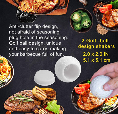 POLIGO 7PCS Golf-Club Style BBQ Tool Set Grilling Tools with Rubber Handle - Stainless Steel Grill Accessories for Outdoor Grill Set Premium Grill Utensils Set Fathers Day Birthday Gifts for Men Black
