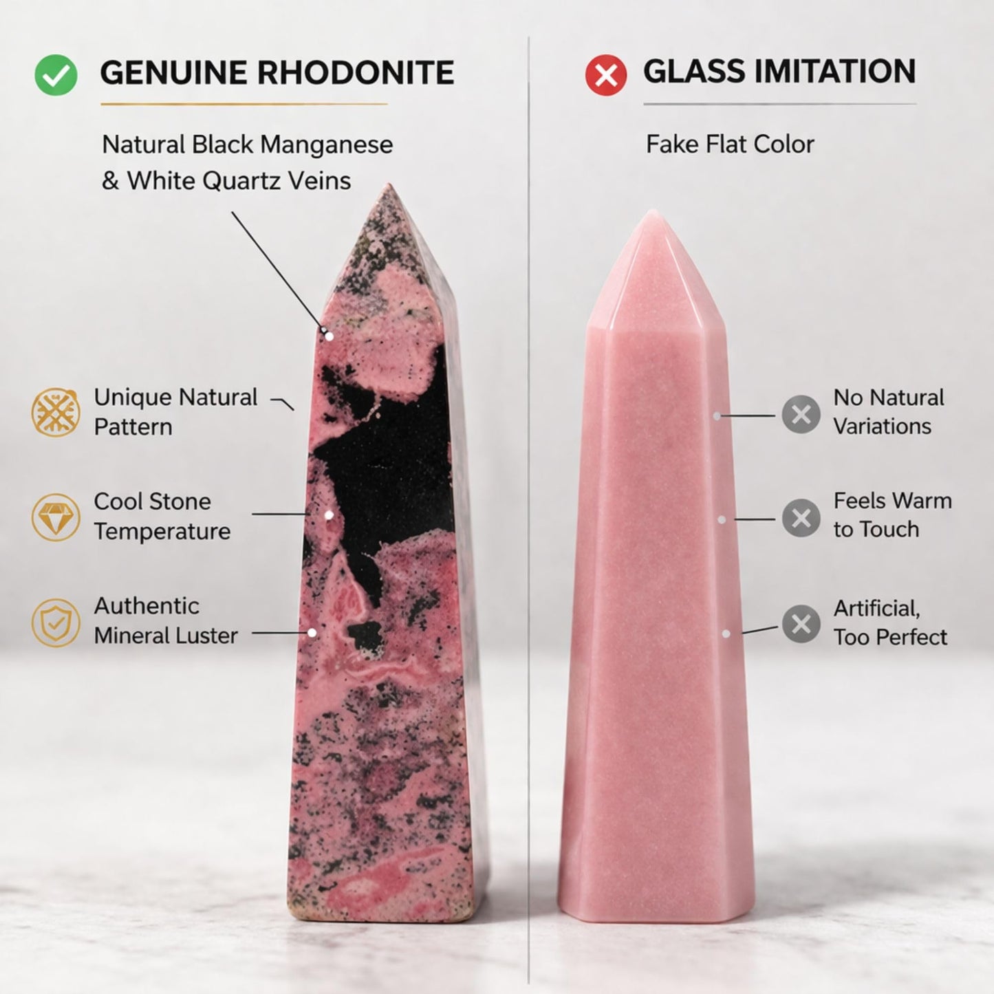 Natural Rhodonite Crystal Tower - Peruvian Real Crystals for Meditation, Reiki & Heart Chakra Healing. Pink Obelisk Decor Gift (5 to 6 oz)