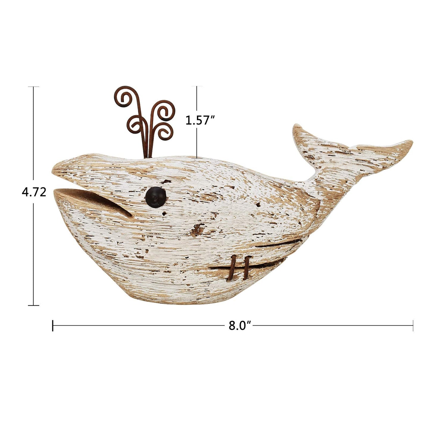 Morning View Whale Decor Tabletop Nautical Decor Wood Whale Sculpture Rustic Whale Statue Carved Figurine Coastal Home Beach House Decor Ocean Mediterranean for Shelf Bathroom 4.72 Inch Tall