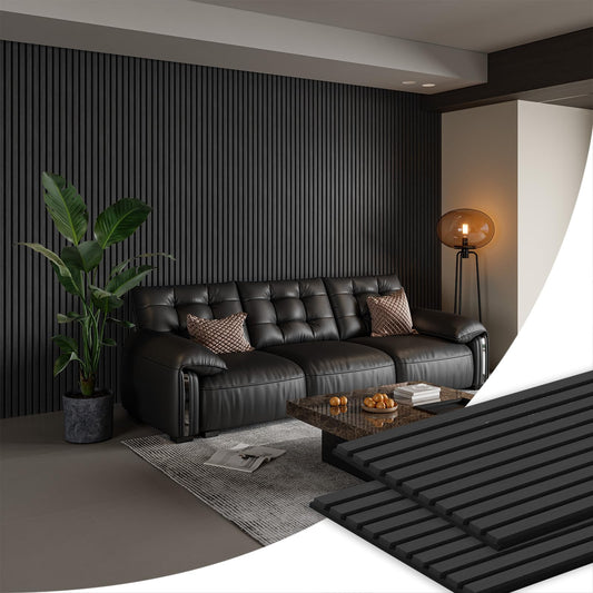 Smartstandard 2 Pack 105.9" x 12.6" Wood Slat Wall Panels, Soundproof Wooden Wall Panels, Acoustic Wood Panels for Wall, 3D Fluted Wood Panels for Interior Wall Decor, Deep Gray