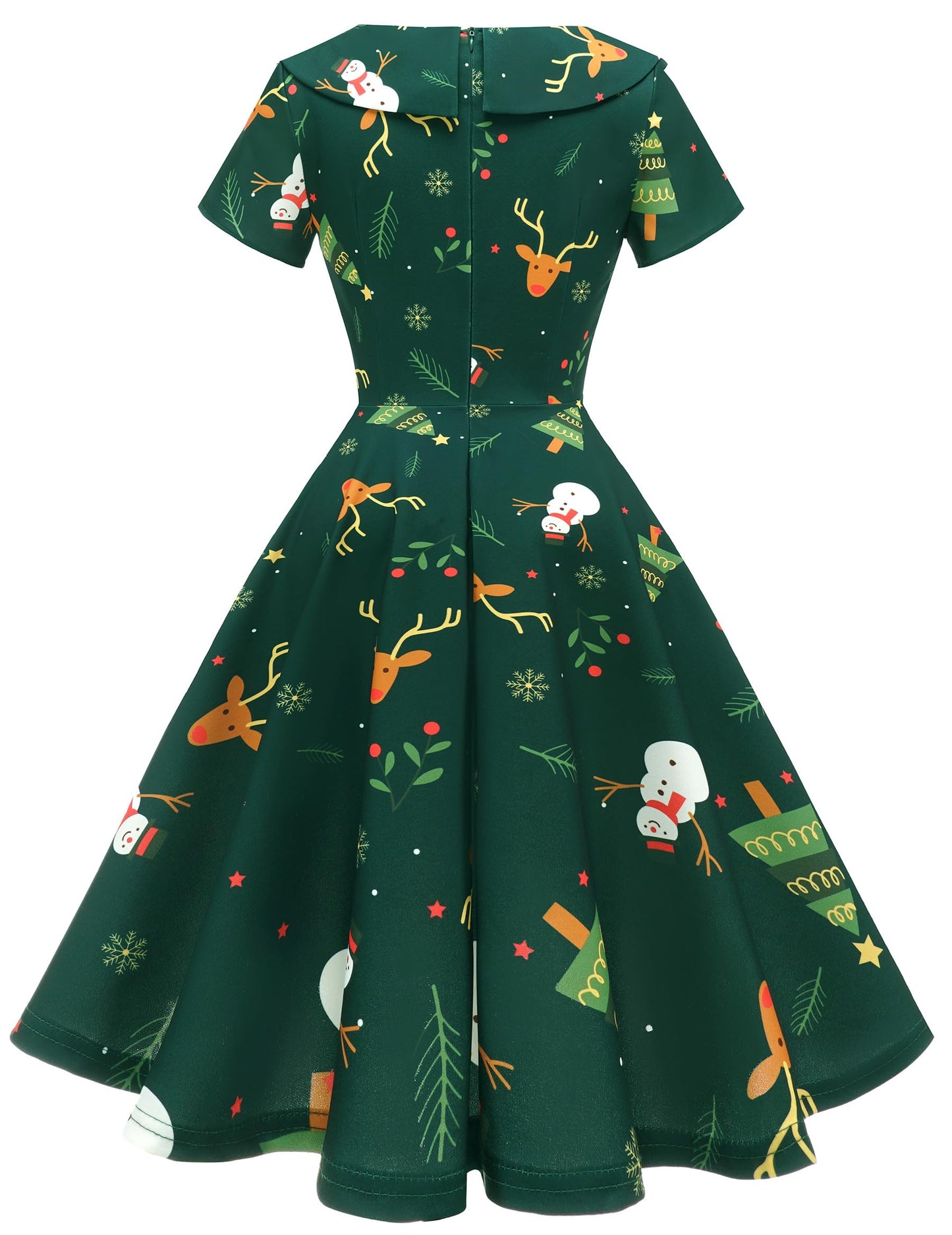 Wedtrend Women's 1950s Vintage Audrey Hepburn Style Cocktail Swing Dresses WTP20007ArmygreenChristmasDeerXS