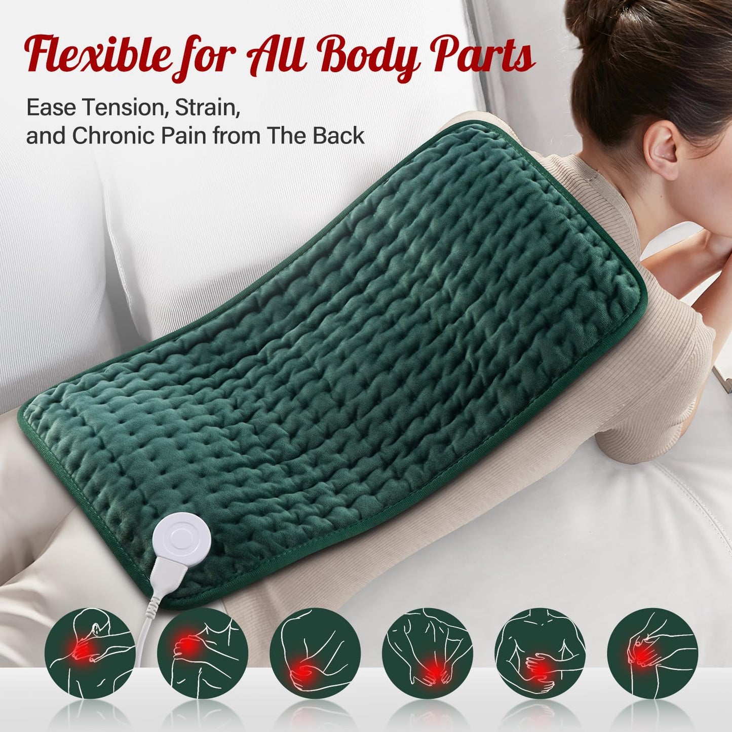 XXXL Heating Pad for Back & Women, Electric Large Heating Pads for Period Cramps Shoulder Neck Legs Pain Relief, 17"x33" King Size Heat Pad, Auto Off, Birthday Mother’s Day Gifts for Mom Dad Women Men