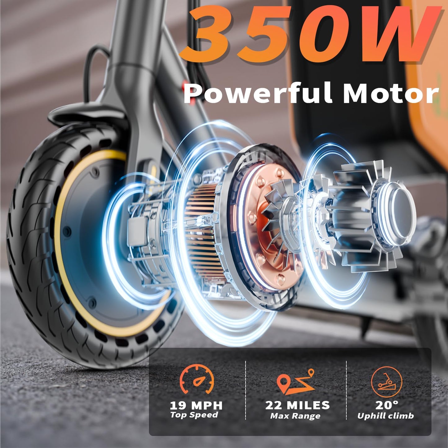 Qlaway 8.5" E Scooter for Adults with Luggage Seat 19 MPH Sport Escooter 350W Motor, Electric Scooter Up to 22 Miles Range, Bearing 265 LBS/APP Control/UL 2272