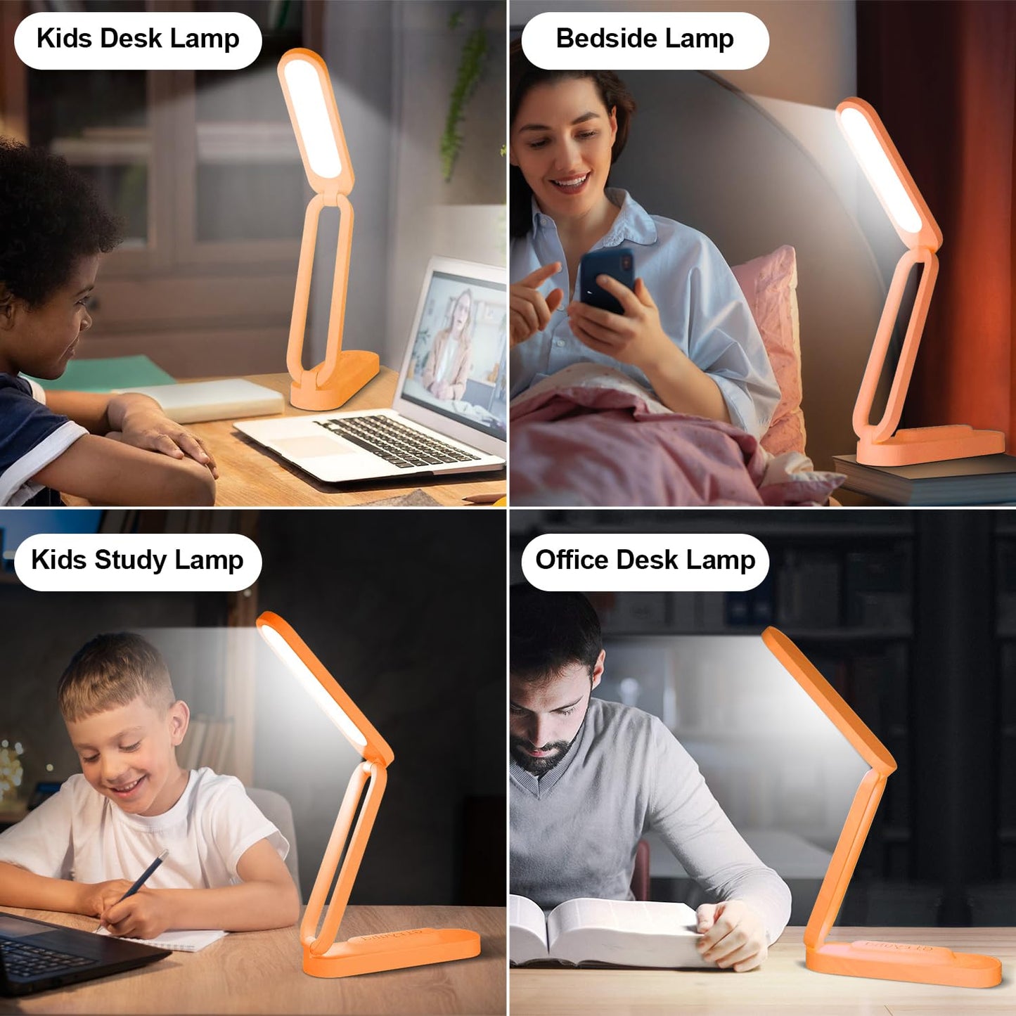 Giryuhd LED Desk Lamp for Office Home & Battery Operated Lamp Rechargeable Lamp Foldable & Portable Light, LED Desk Light Strip, 3 Brightness Dimmable Small Desk Lamp Reading Lamp (Orange)