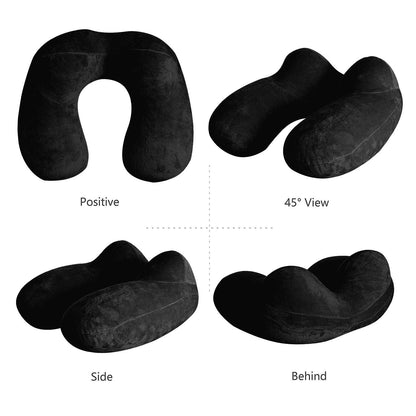 LUZWAY Inflatable Travel Pillow Neck Pillow Kits Ergonomic Soft Velvet Washable Pillowcase with Ear Plug and Eye Mask, Lightweight Sleeping Rest Cushion for Airplane, Car, and Train（2 pack）