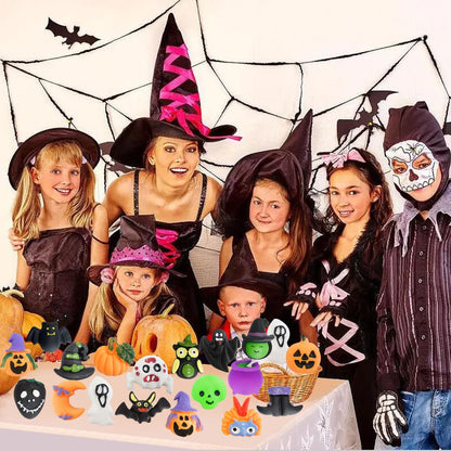 36Pcs Halloween Kawaii Squishies Treasure Box Mini Mochi Squishy Squeeze Toys Stress Reliever Anxiety Packs for Kids Halloween Party Favors (Halloween)