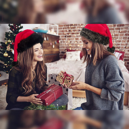 TWSANTAMAS Personalized Santa Hat - Super Soft Plush Christmas Hat for Adults, Unisex Holiday Party Gift (Black-Burgundy)