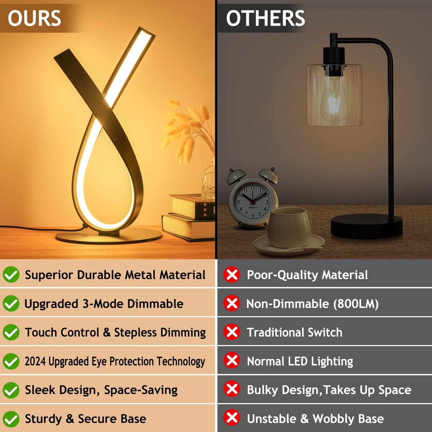 NUÜR Modern Table Lamp, Stepless Dimmable LED Spiral Lamp for Living Room, Contemporary Nightstand Lamp, Black Bedside Table Lamp for Bedroom, Home, Office