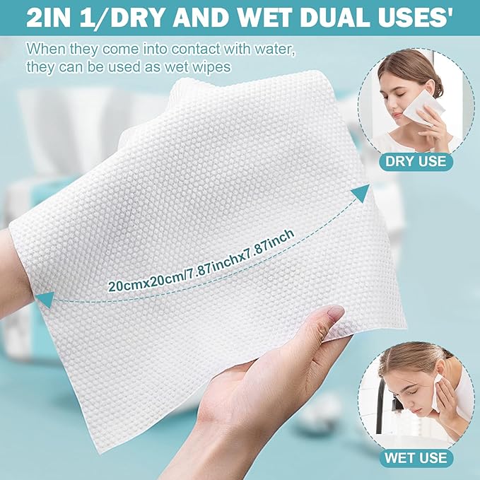 Disposable Face Towel 200 Count, Ultra Soft & Thick Washcloths, Biodegradable