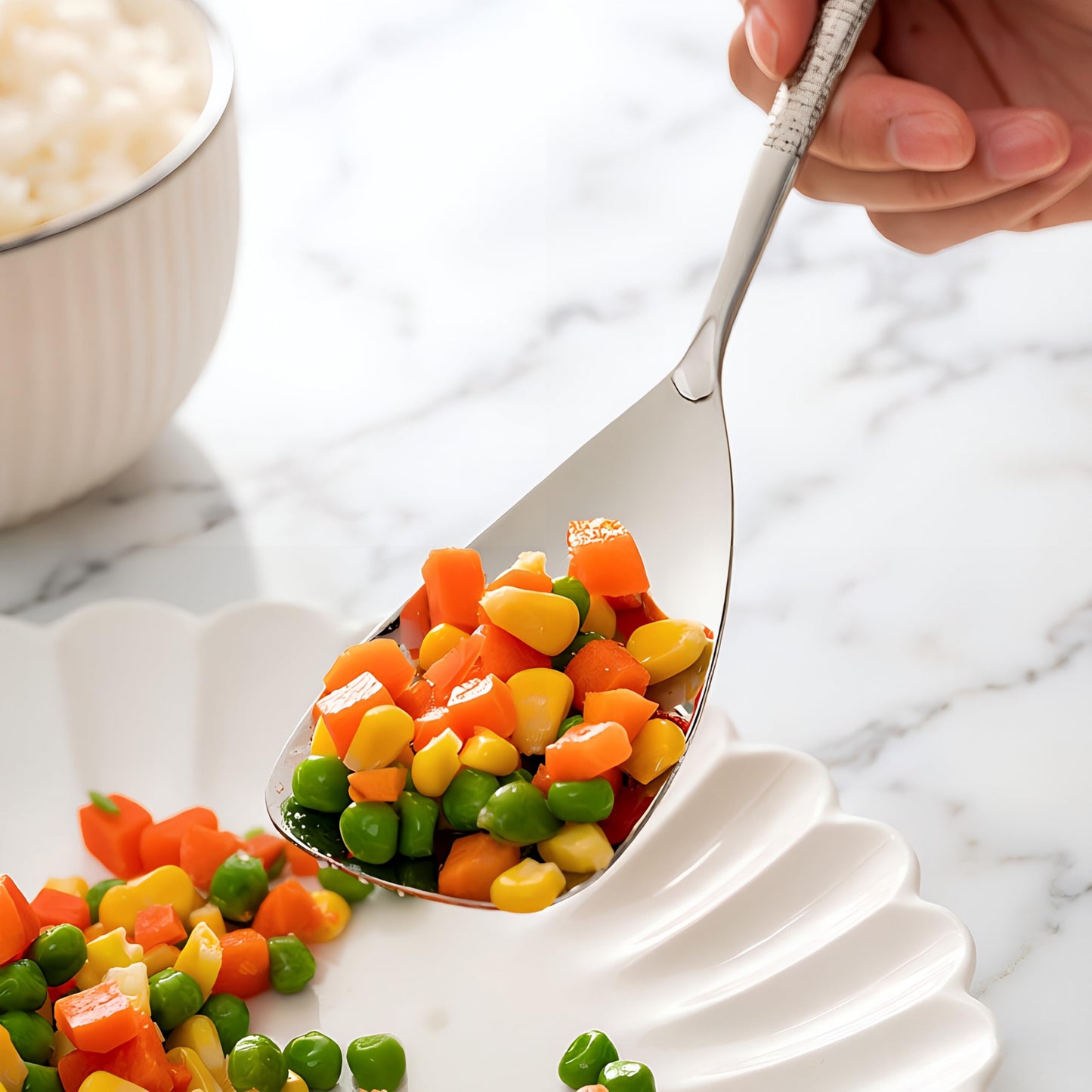 Wenkoni 10.4"" Serving Spoons SUS 304 Stainless Steel Buffet Shovel-shaped spoons,Dishwasher Safe,Pack of 2