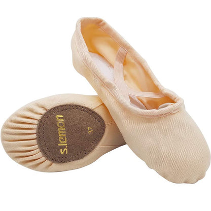 s.lemon Ballet Shoes for Girls,Canvas Ballet Slipper Ballerina Dance Flats Gymnastic Shoe Kids Adult SF Pink 36
