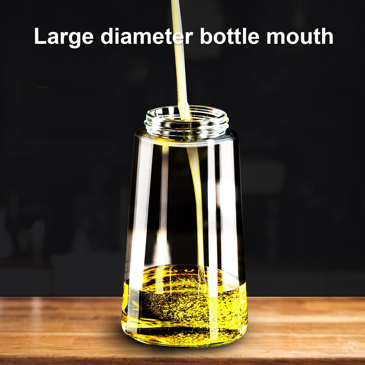 2 in 1 Glass Oil Sprayer & Dispenser,16oz/470ml Olive Cooking, Air Fryer, and Salad, for Kitchen Gadgets and Air Fryer Accessories, w/Stickers (Black)
