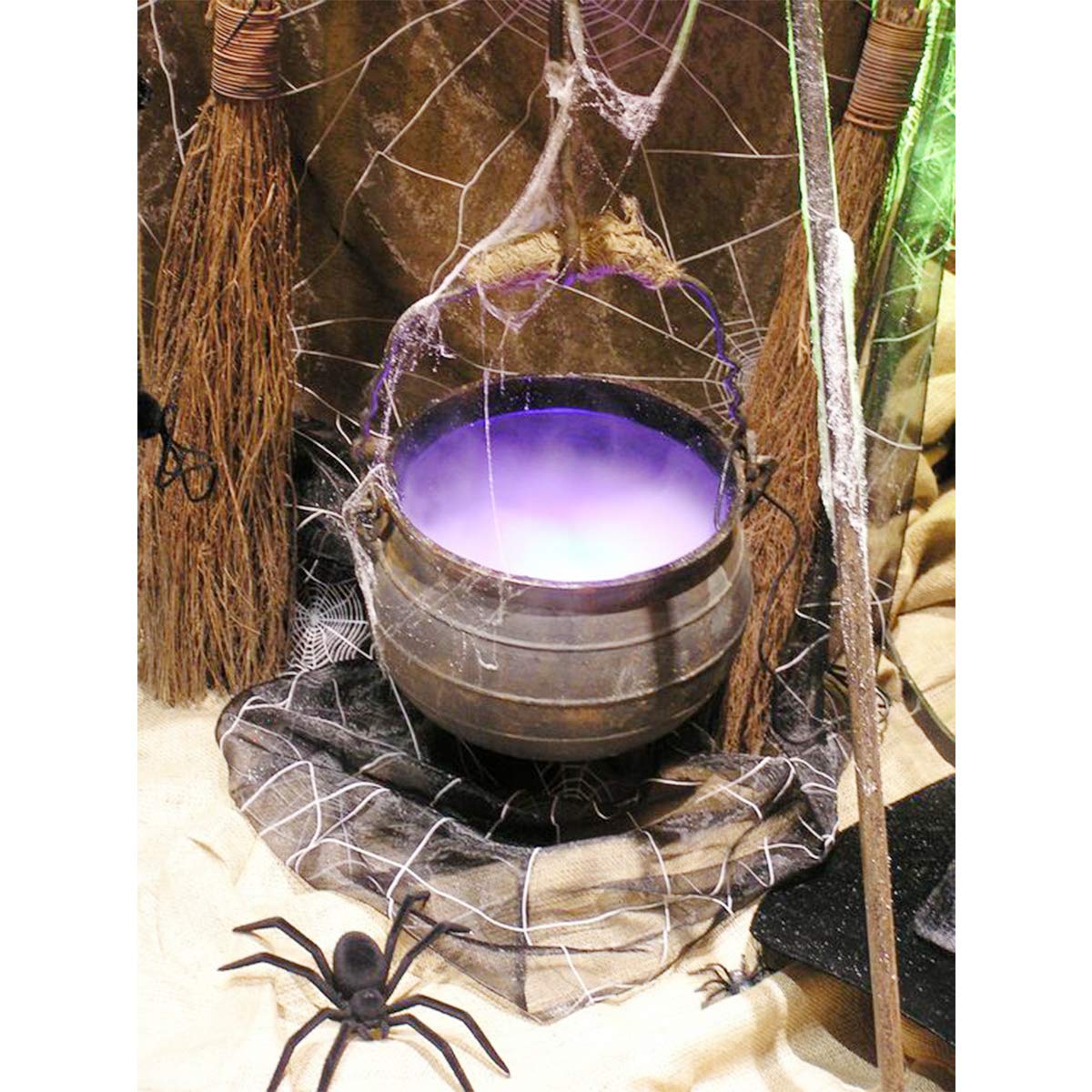 Halloween Party Mist Maker,Ultrasonic Water Pond Fountain Fogger 9 LED Red Yellow and Blue Light Flashes Aluminum Atomizer Air Humidifier for and Rockery Fish Tank Vase Birdbath Deco