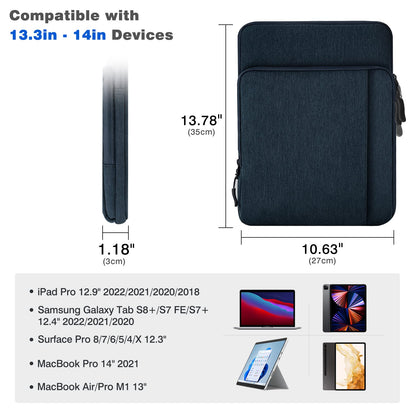 Dadanism 13 Inch Tablet Sleeve Shoulder Bag Carrying Case for iPad Pro 13" M4 2024, iPad Air 13" M3 M2, iPad Pro 12.9", Galaxy Tab S10+ Plus/S9 FE+/S9+ Plus 12.4", reMarkable Paper Pro 11.8", Indigo