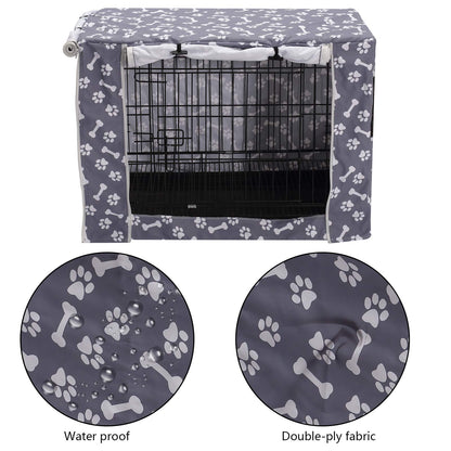 Dog Crate Cover Durable Polyester Pet Kennel Cover Universal Fit for Wire Dog Crate - Fits Most 42 inch Dog Crates - Cover only-Sky Gray-42