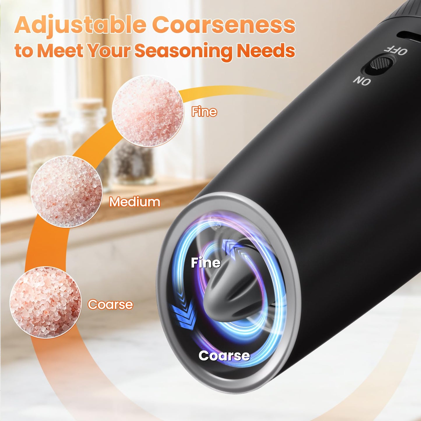 SmartTrends Gravity Electric Salt and Pepper Grinder Set with LED Light, Automatic Rechargeable Pepper Mill Grinder, Adjustable Coarseness for Peppercorn, Large Capacity for Home, Kitchen, 2 Pack