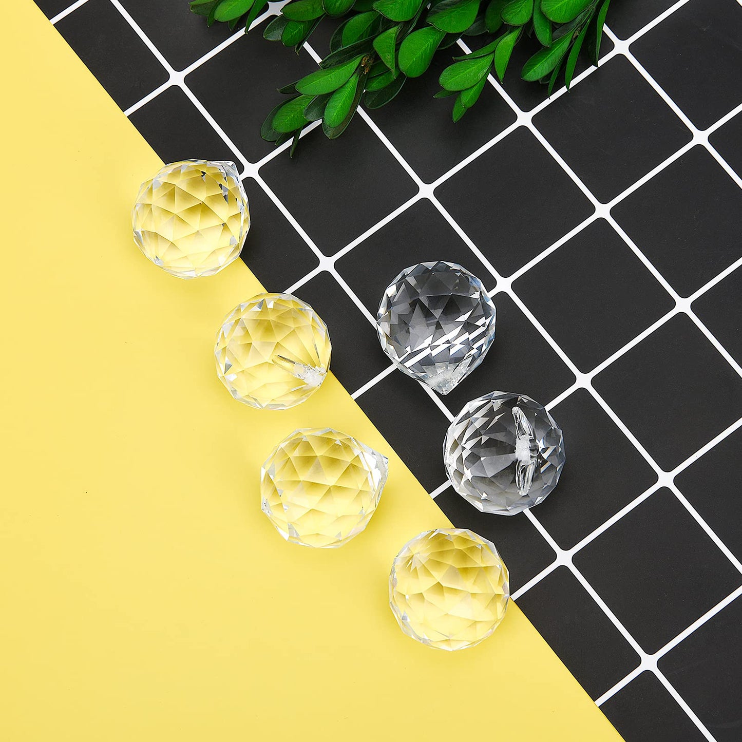 MerryNine 6 Pcs 30mm Clear Crystal Ball Prism Sun Shine Catcher Rainbow Pendants Maker, Hanging Crystals Prisms for Windows, for Feng Shui, for Gift (1.18"/30mm 6Pack)