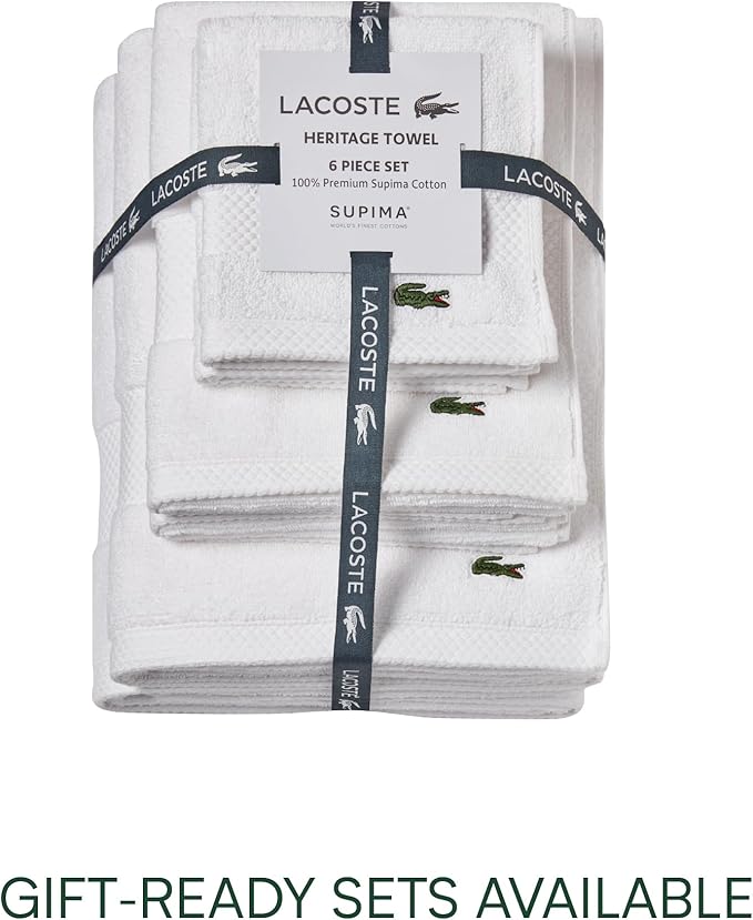 Lacoste Heritage 100% Supima Cotton Bath Towel, Premium Super Soft Bath Towel