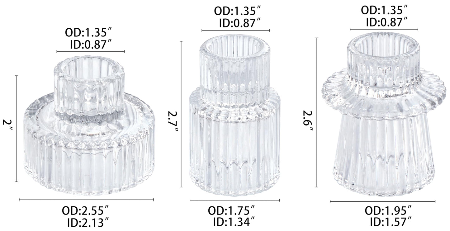 Vixdonos Glass Candlestick Holders Tealight Candle Holders for Table Centerpieces, Wedding Decor and Dinner Party (6 Pcs, Clear)