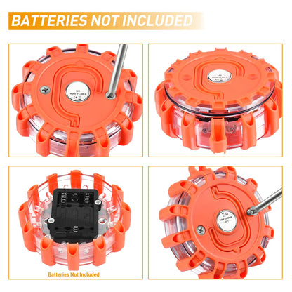 Nilight LED Road Flares Emergency Lights 3 Pack,9 Flash Models Roadside Emergency Lights for Vehicles with Magnetic Base & Hook,Premium Storage Bag(Batteries Not Included)