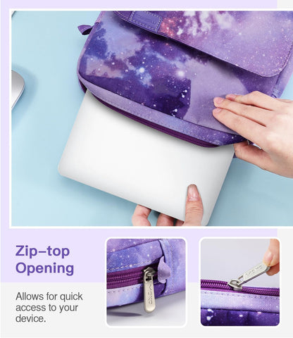 MoKo Laptop Case Compatible with MacBook Pro 13 Inch M2 2022/Pro M1 Pro/M1 Max 14.2 2021, Tab S8 Ultra 14.6 inch, Carry Case with Shoulder Strap & Handle, Compartments Protective Case, Purple Starry