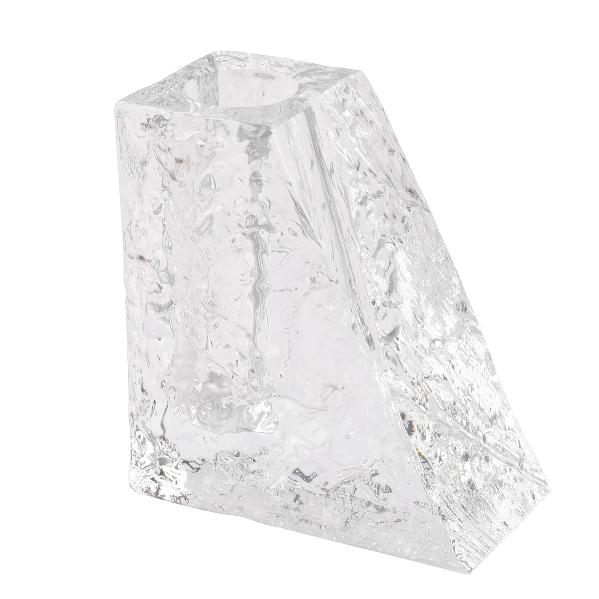 Marvala Crystal Flower Vase with Glacial Texture, Clear, Handcrafted Centerpiece for Wedding, Home Decor, Table Display