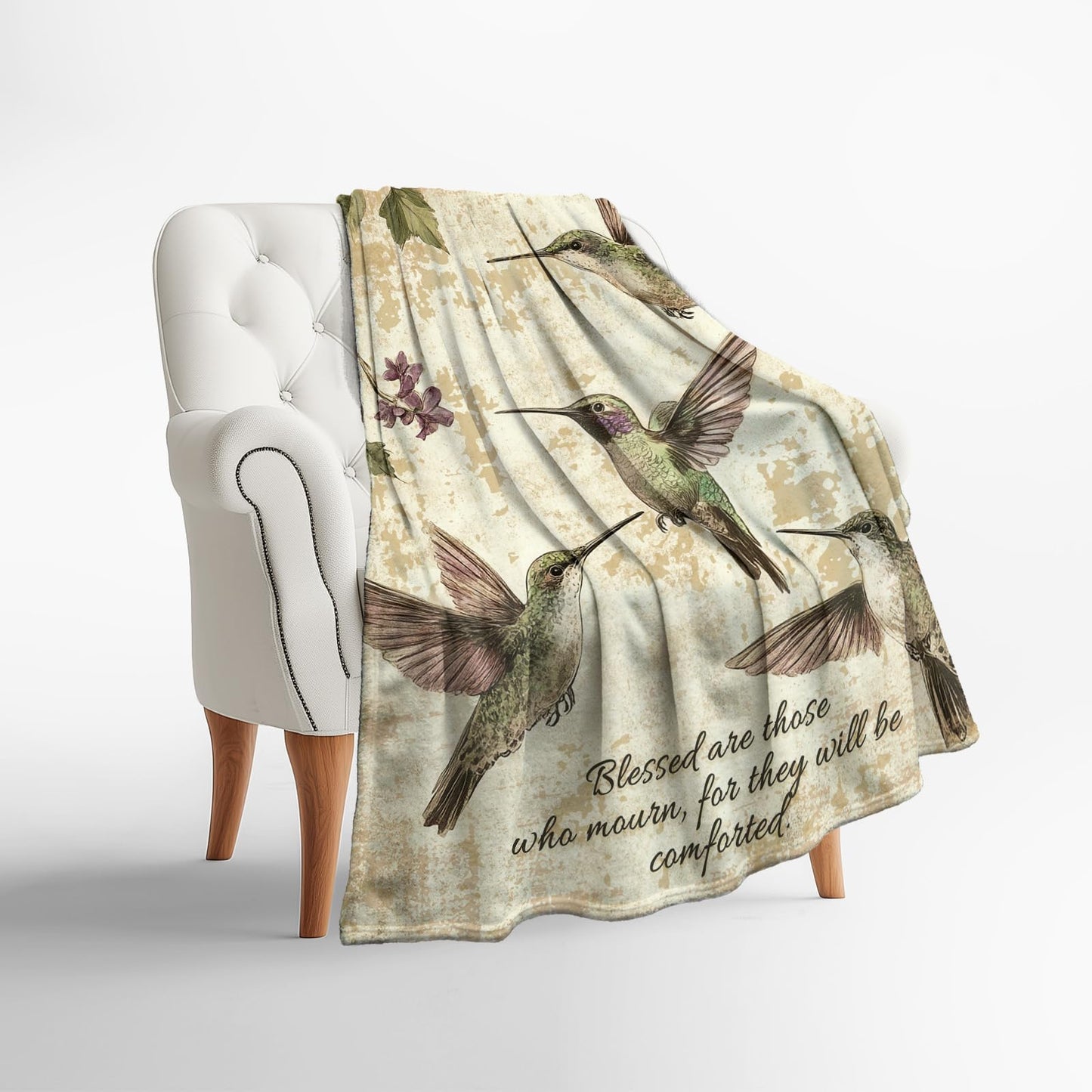 Levens Sympathy Christian Blanket 60"x50" Memorial Throw Blanket with Hummingbird Design, Inspirational Christian Gifts for Women Sympathy Gifts for Loss of Loved One Soft Healing Hummingbird Blanket