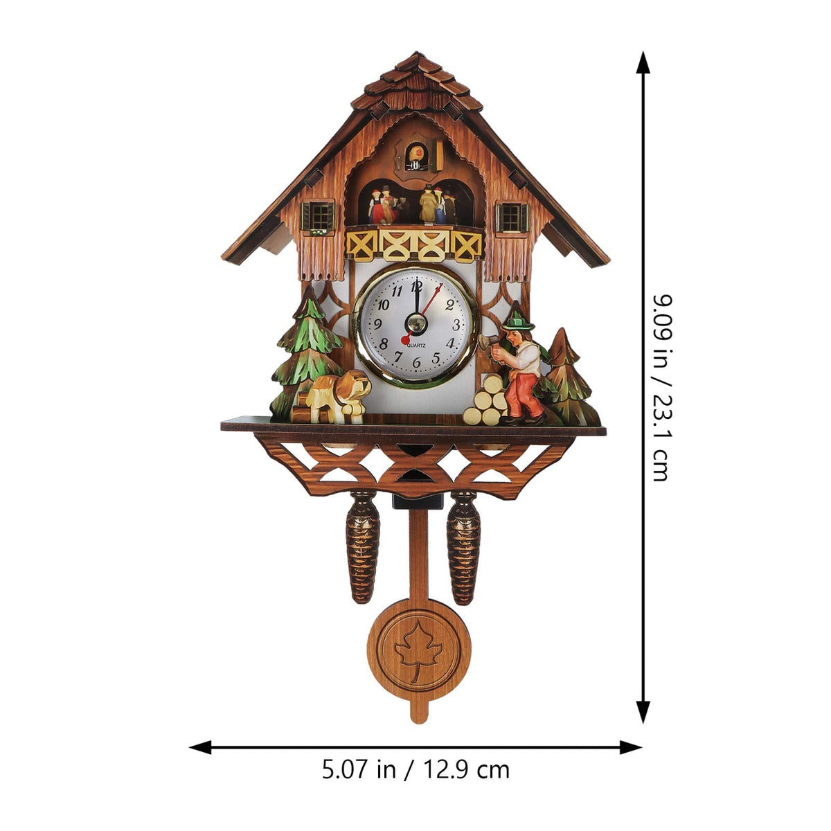 Vosarea Wooden Wall Clock,Small Clock Decor,Cuckoo Shaped Clock Antique Pendulum for Home Kids Room Bedroom Decor