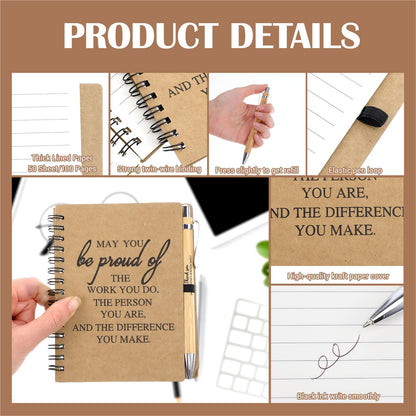 Kegeeei 32 Pcs Employee Appreciation Gifts Bulk - 16 Sets of Inspirational Spiral Notebooks with Motivational Pens, Thank You Gifts for Coworkers, Office Staff, Nurses, Team & Volunteers