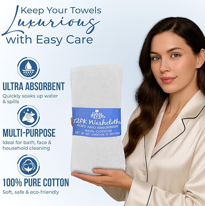DAN RIVER 12 Pack Wash Cloths for Showering