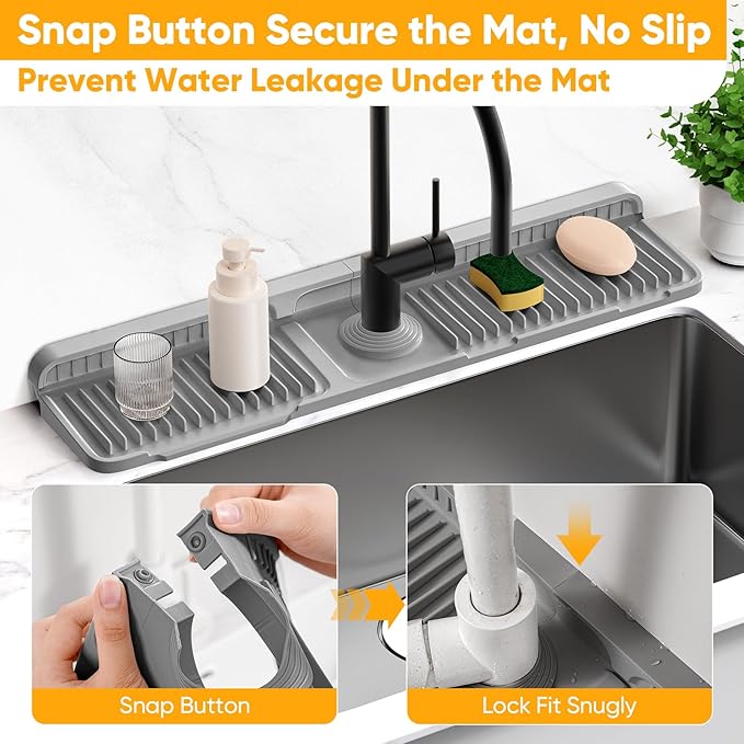 24'' Longer Faucet Mat for Kitchen Sink Splash GuardKitchen Sink Faucet Mat