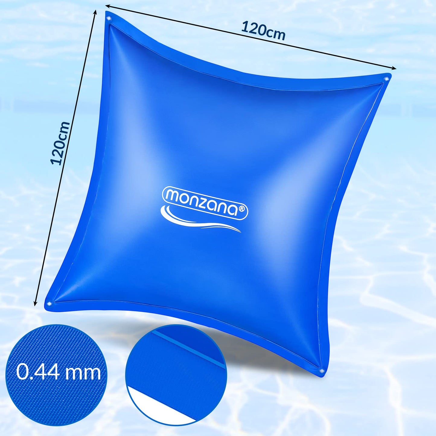 Monzana 2x XL Winter PVC Pool Cushion Chlorine Resistant Rope -20°C Double Seam Safety Valve 4 Reinforced Eyelets Cover