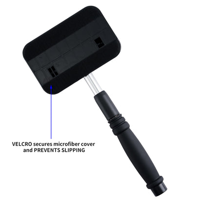 Polyte Pivoting Windshield Glass Cleaning Tool Extendable Aluminum Handle w/3 Premium Microfibre Covers